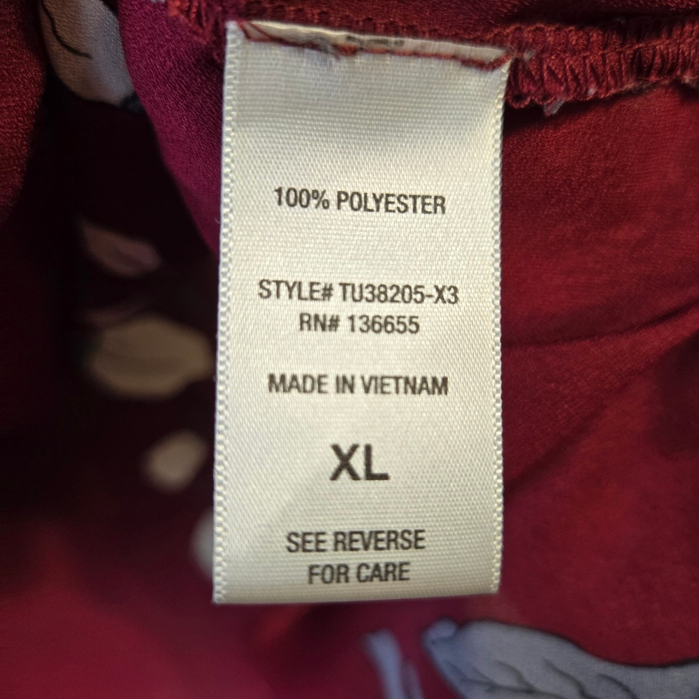 West Kei Burgundy Floral Wrap Style Blouse Top Plus Size XL - Picture 4 of 9